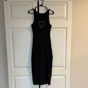 Black Sleeveless Dress with Cut out Heart Detail